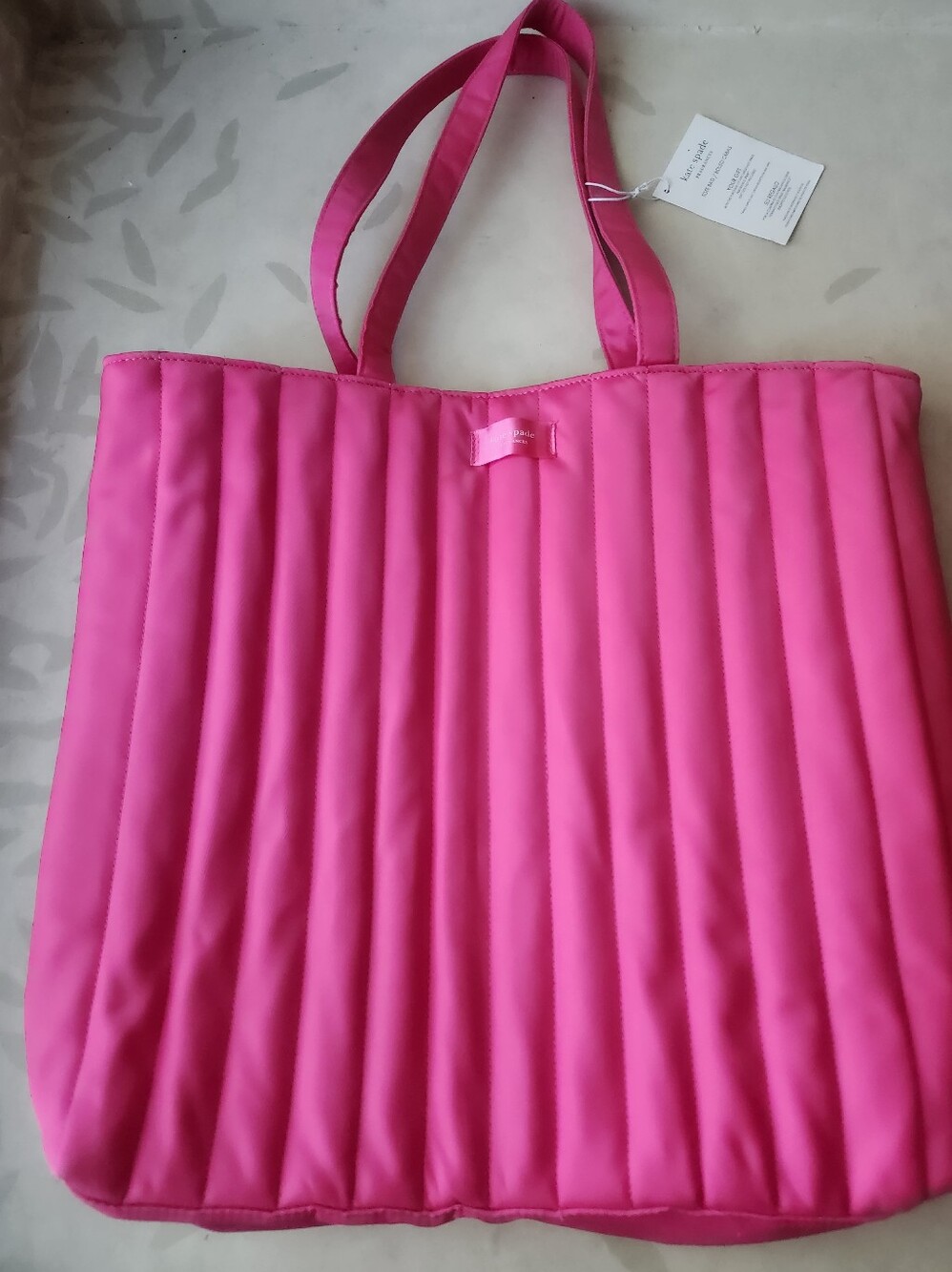 kate spade Hot Pink Quilted Tote with Bow Accent